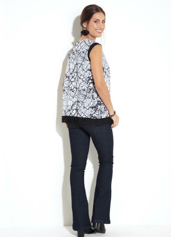 Quintess - Colete Quintess Marmorizado Branco com Franjas 4