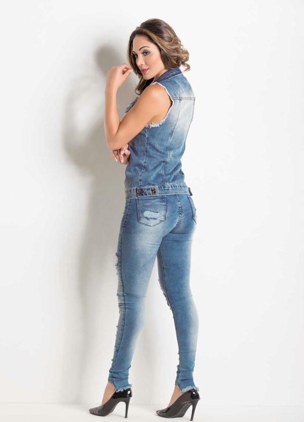 Sawary Jeans - Colete Sawary Jeans Destroyed com Bolsos 5