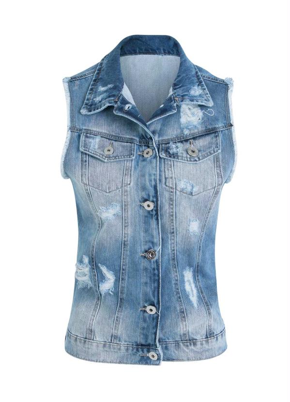 Sawary Jeans - Colete Sawary Jeans Destroyed com Bolsos 6