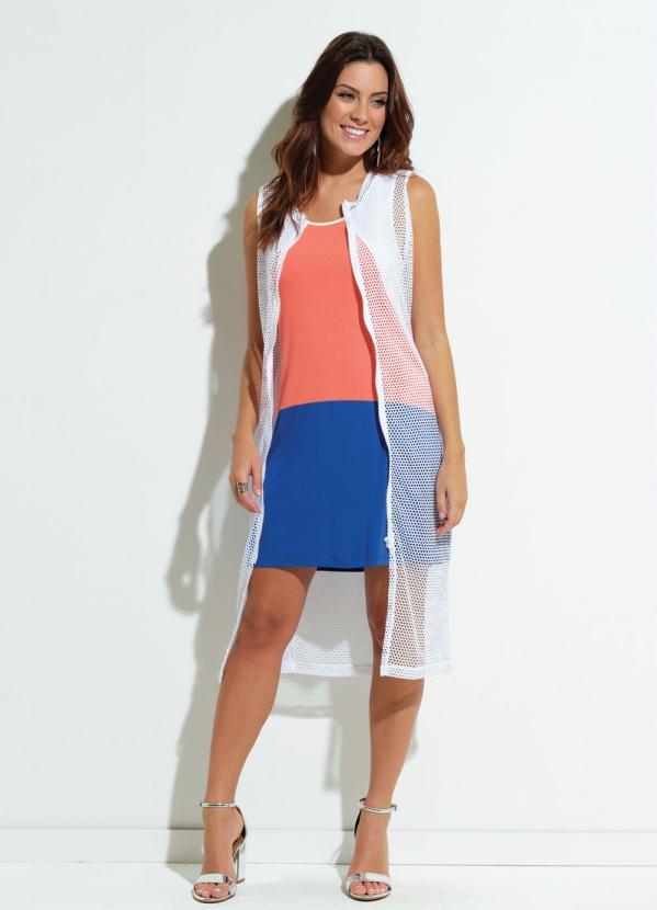 Outlet - Maxi Colete Branco em Tela 3