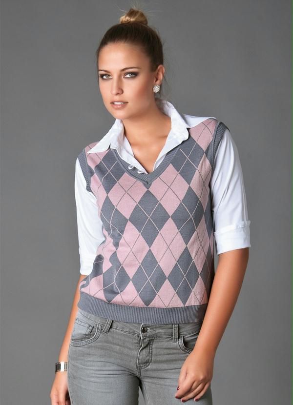 Quintess - Colete Cinza e Rosa Liso nas Costas 2