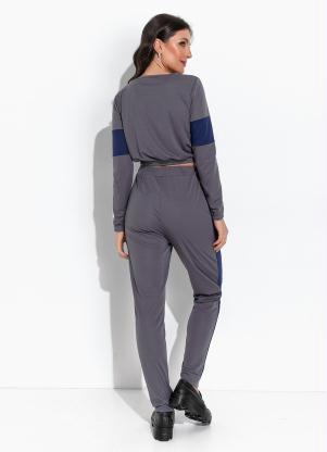 Moda Pop - Conjunto Cinza Blusa e Calça - MODA POP