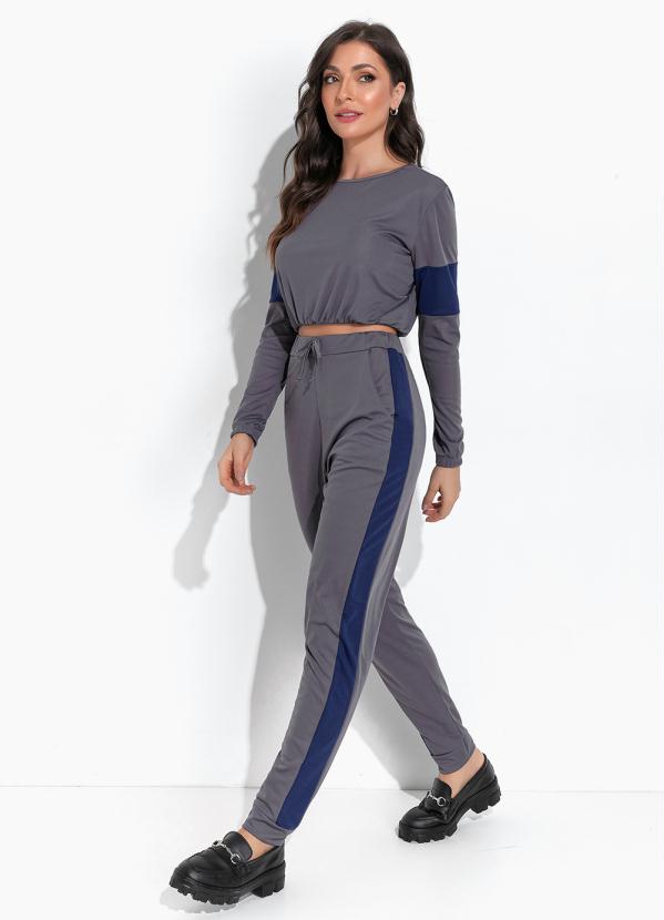 Moda Pop - Conjunto Cinza Blusa e Calça 7