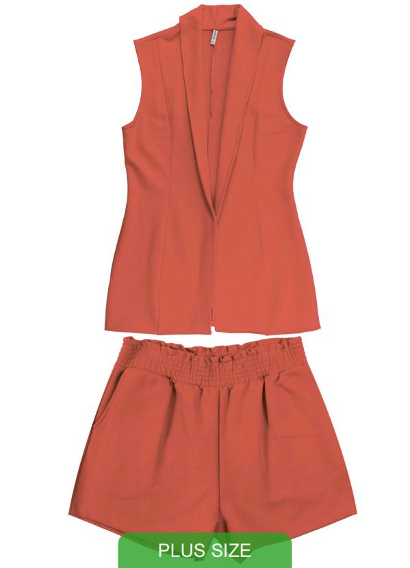 Conjunto e Shorts em Moletom Vermelho Habana