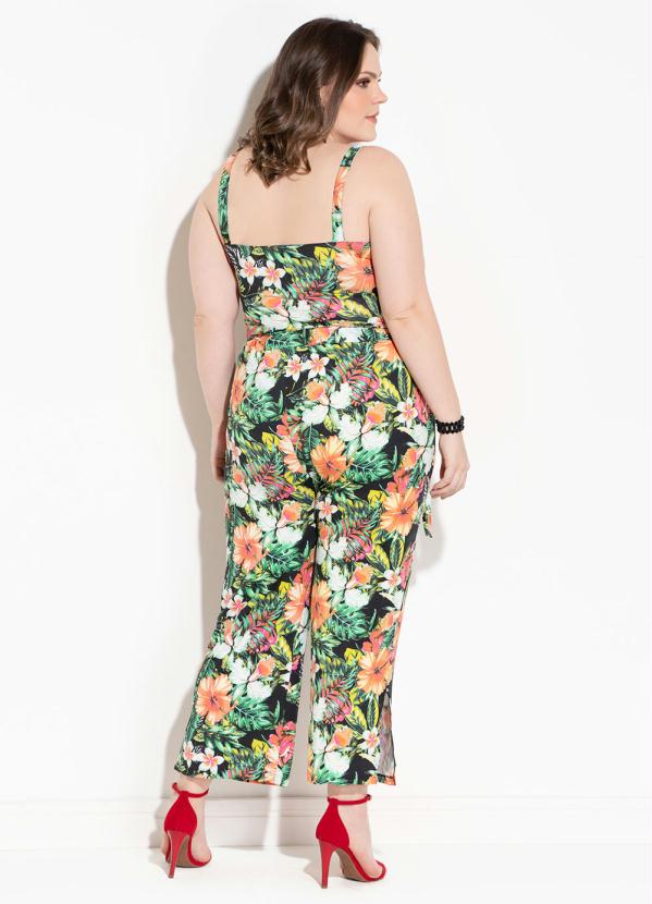 Quintess - Conjunto Floral Dark com Cropped e Pantacourt 9