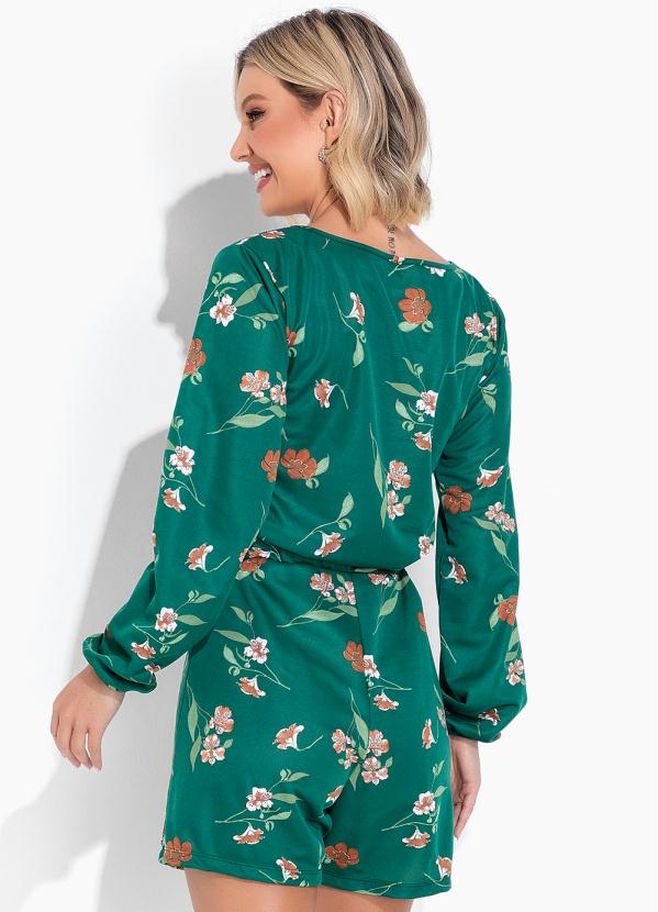 Moda Pop - Conjunto Floral Verde com Casaco e Short 2