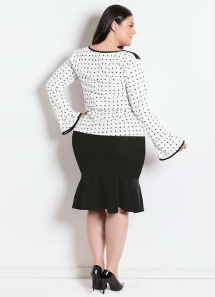 Rosalie - Conjunto Poá e Preto  com Babados - ROSALIE