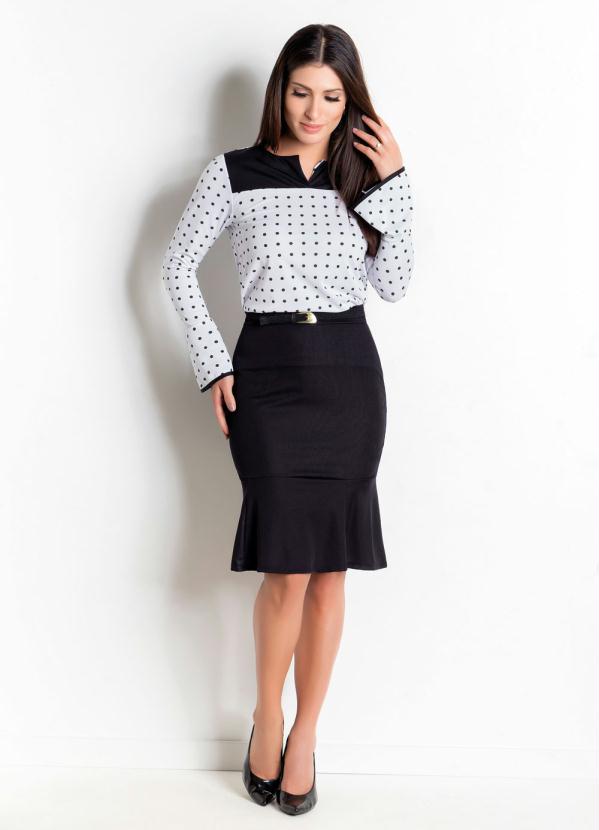 Rosalie - Conjunto Poá e Preto  com Babados