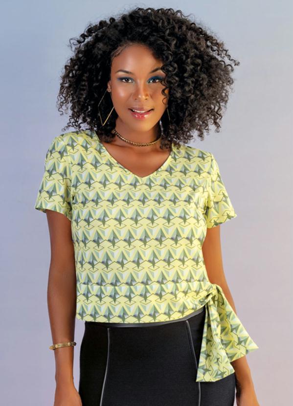 Gris - Blusa com Estampa Geométrica Verde