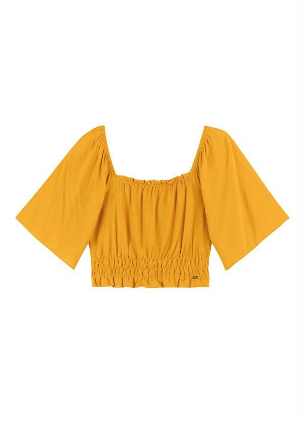 Marialícia - Blusa Cropped Amarelo