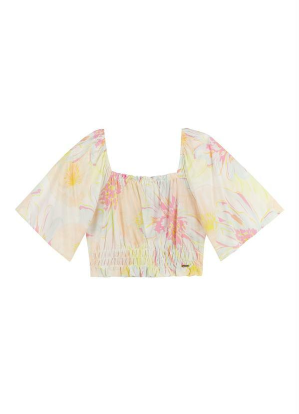 Marialícia - Blusa Cropped Bege