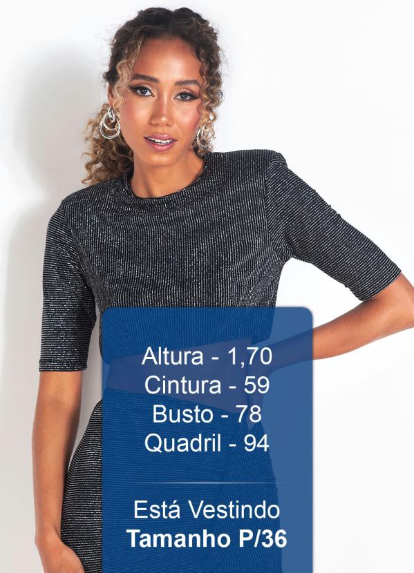 Colcci - Blusa Cropped de Malha Metalizada Preto 5