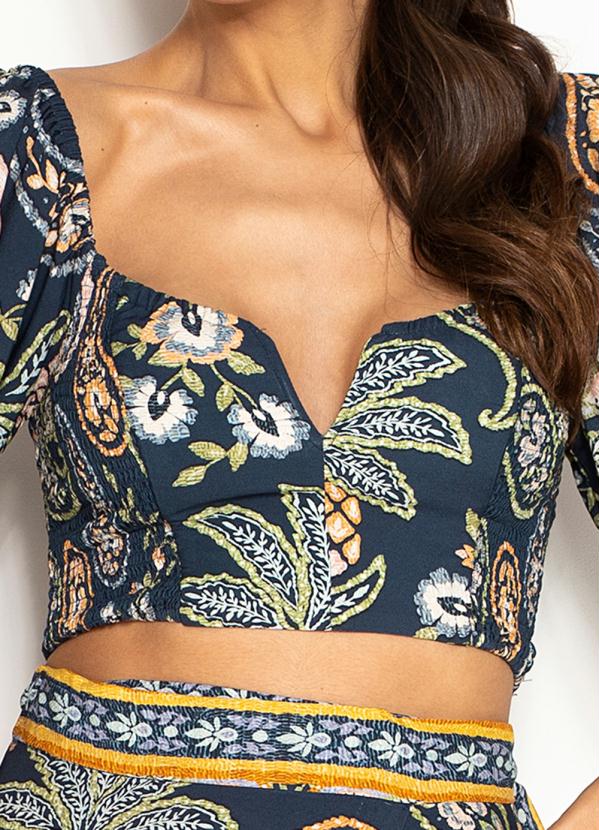 Farm - Blusa Cropped Desejo de Abacaxi Azul 6