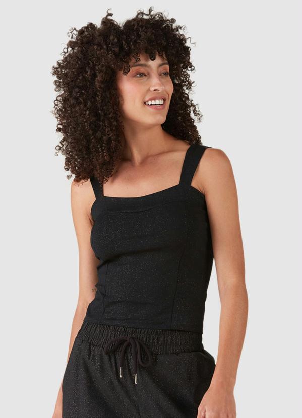Malwee - Blusa Cropped em Glitter Preto 1