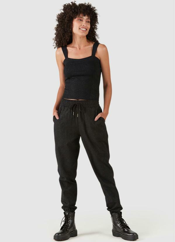 Malwee - Blusa Cropped em Glitter Preto 3