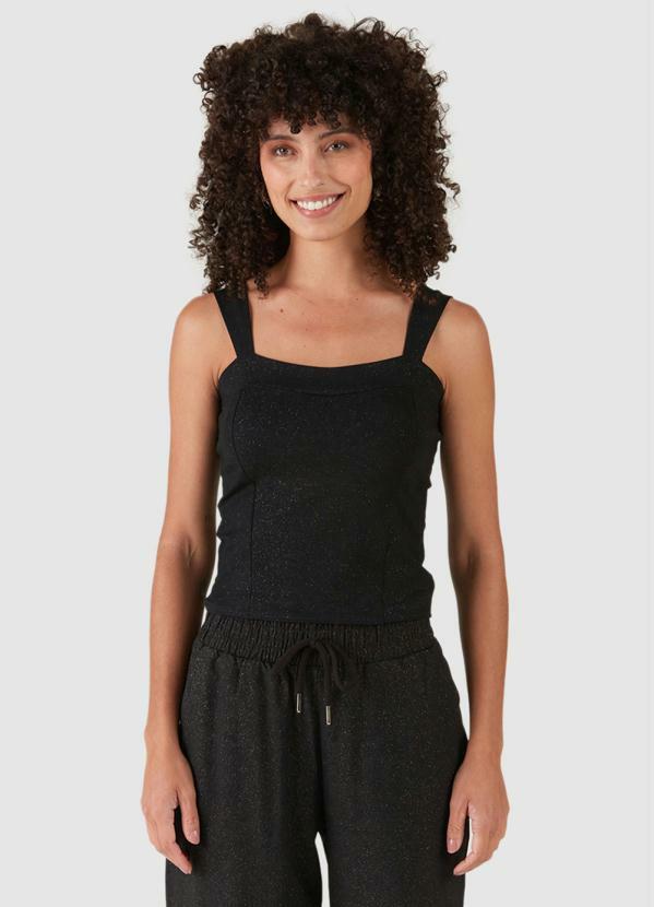 Malwee - Blusa Cropped em Glitter Preto 5