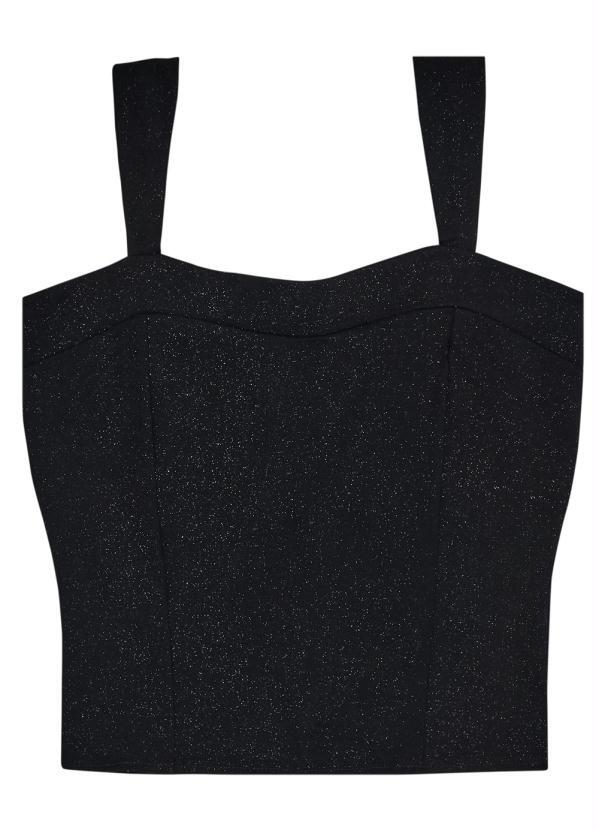 Malwee - Blusa Cropped em Glitter Preto 6