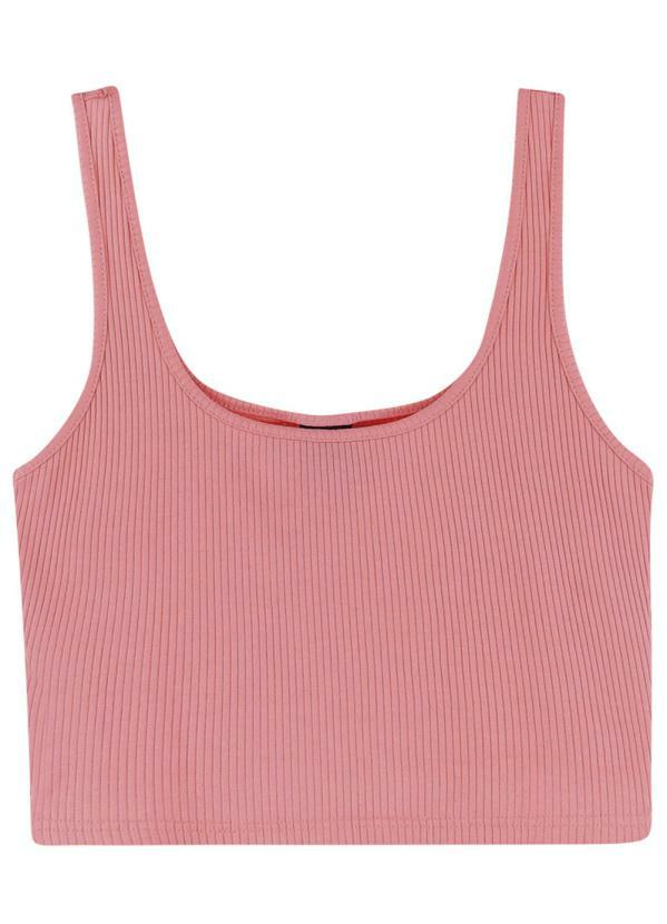 Enfim - Blusa Rosa Cropped Canelada