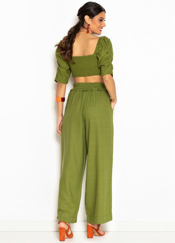 Farm - Cropped de Linho com Amarração Verde 4