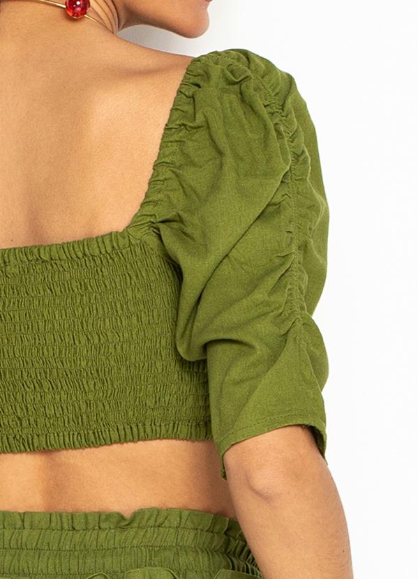 Farm - Cropped de Linho com Amarração Verde 7