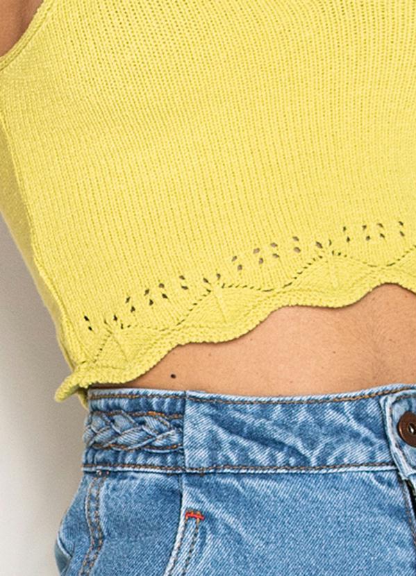 Maria Filó - Cropped de Tricot Barra Renda Amarelo 6