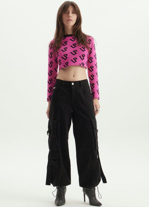 Lança Perfume - Cropped de Tricot Logomania Rosa 3