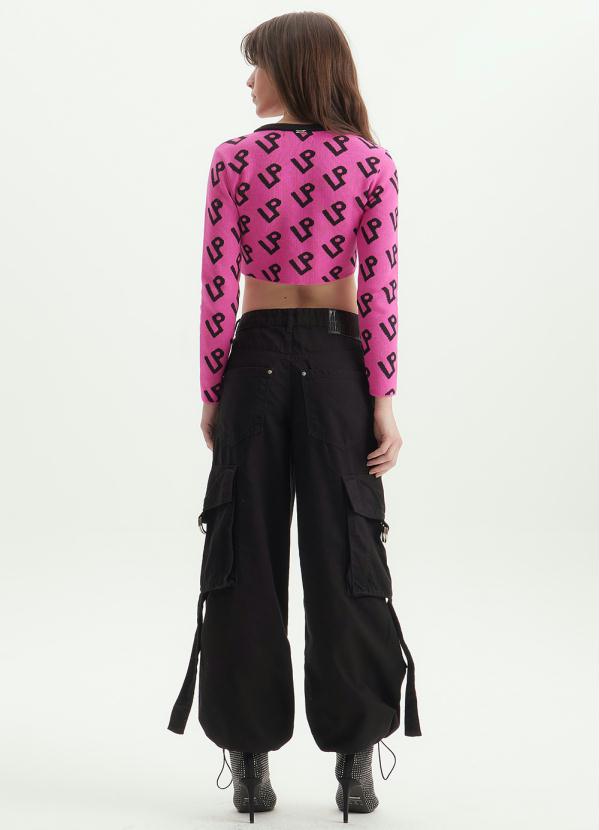 Lança Perfume - Cropped de Tricot Logomania Rosa 4