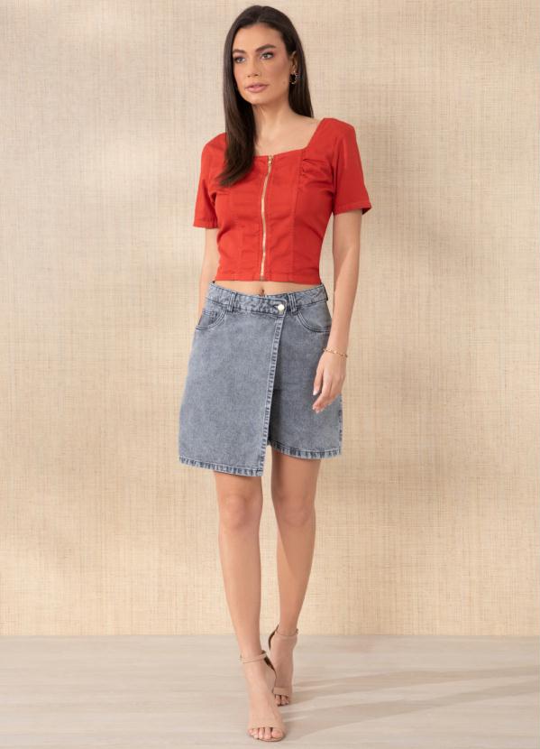 Quintess - Cropped Ferrugem com Abertura em Zíper Frontal 3