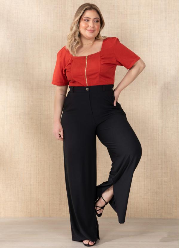 Quintess - Cropped Ferrugem com Abertura em Zíper Frontal 9