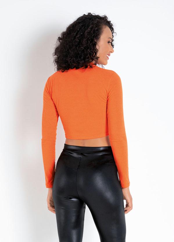 Queima Estoque - Cropped Laranja com Barra Assimétrica 2