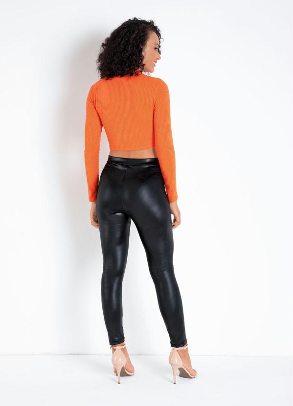 Queima Estoque - Cropped Laranja com Barra Assimétrica 4