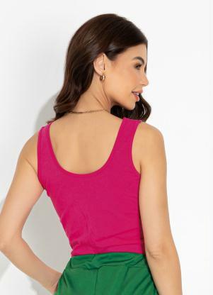 Moda Pop - Cropped Pink com Recortes e sem Mangas - MODA POP