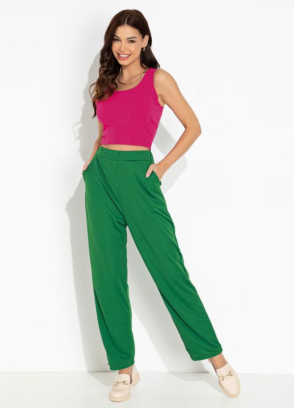 Moda Pop - Cropped Pink com Recortes e sem Mangas 3