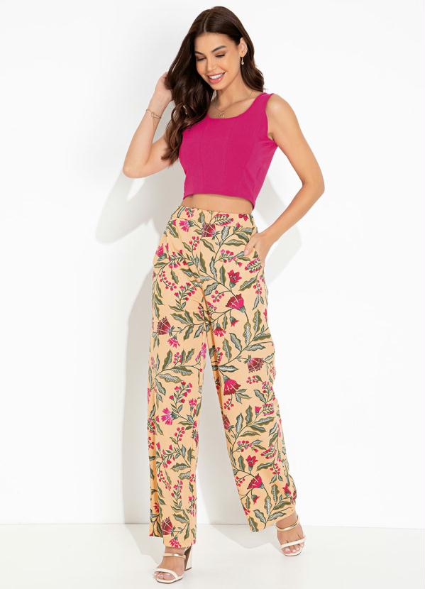 Moda Pop - Cropped Pink com Recortes e sem Mangas 5