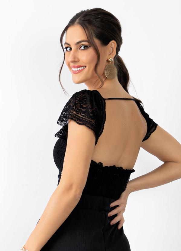 Quintess - Cropped Preto de Renda 2