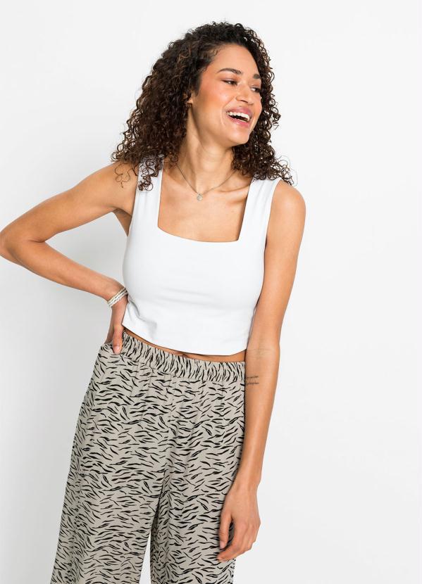 bonprix - Cropped Regata Decote Quadrado Branco