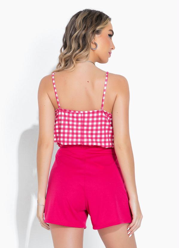 Moda Pop - Cropped Xadrez com Alças e Decote Degagê 2