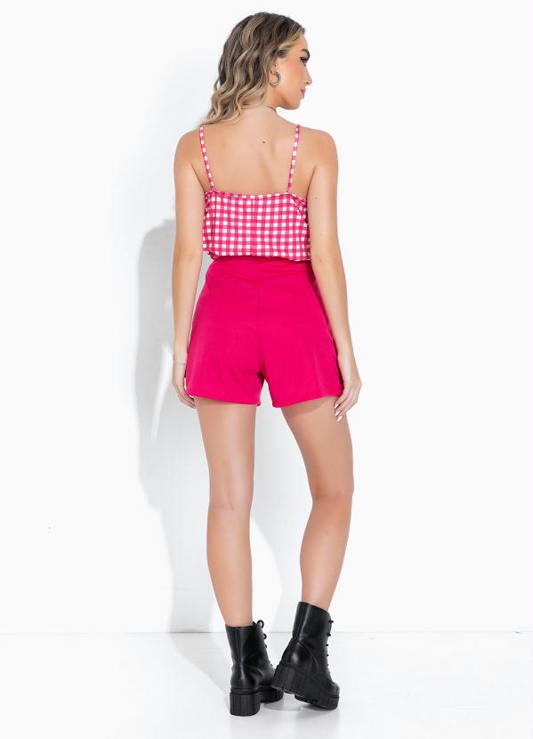 Moda Pop - Cropped Xadrez com Alças e Decote Degagê 4