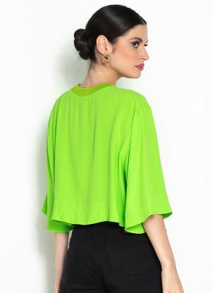 Farm - T-Shirt Ampla de Crepe Verde - FARM