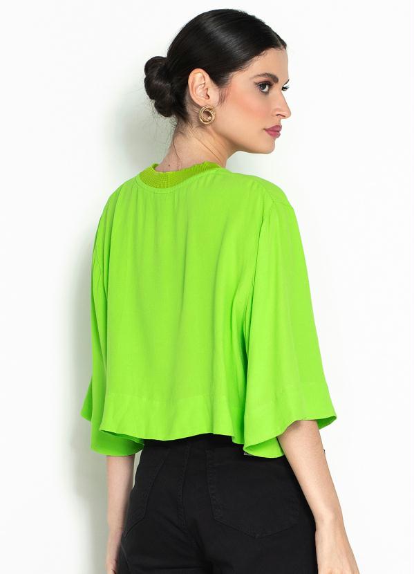 Farm - T-Shirt Ampla de Crepe Verde 2
