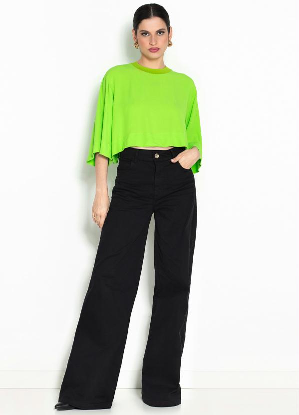 Farm - T-Shirt Ampla de Crepe Verde 3