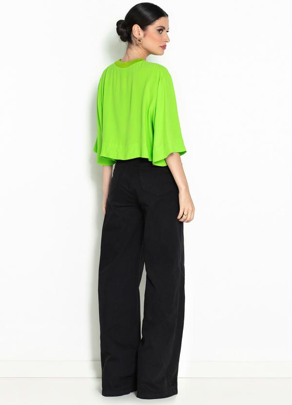 Farm - T-Shirt Ampla de Crepe Verde 4