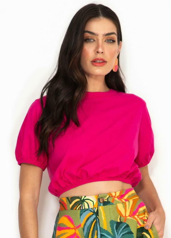 Colcci - T-Shirt Cropped de Malha Rosa