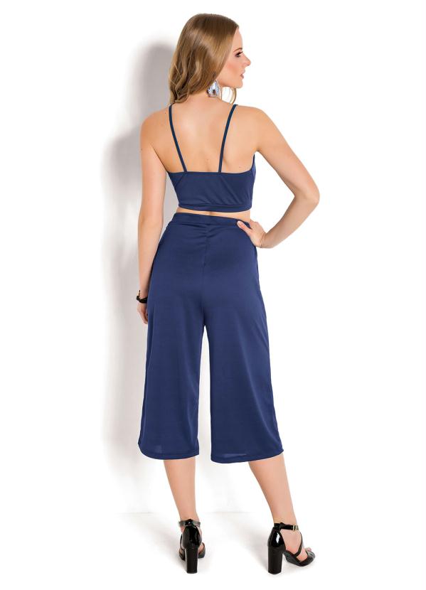 Outlet - Top Cropped com Amarração no Decote Marinho 4