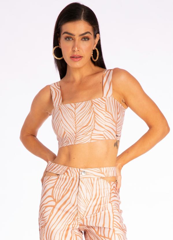 Doce Trama - Top de Sarja Estampado Caramelo