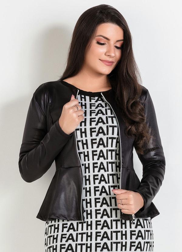 Outlet - Blazer Moda Evangélica Preto em Cirrê