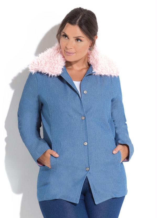 Outlet - Casaco Jeans e Rosa com Pelos
