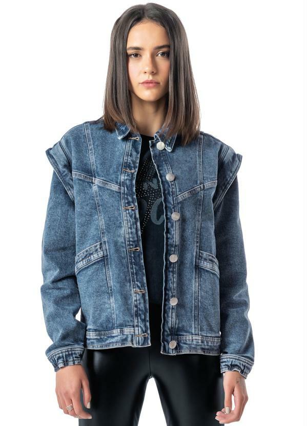 Enfim - Jaqueta Azul Jeans Manga Removível