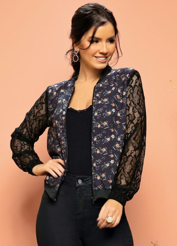 Jaqueta Bomber Casaco Inverno Plus Size Bomber Feminina Floral