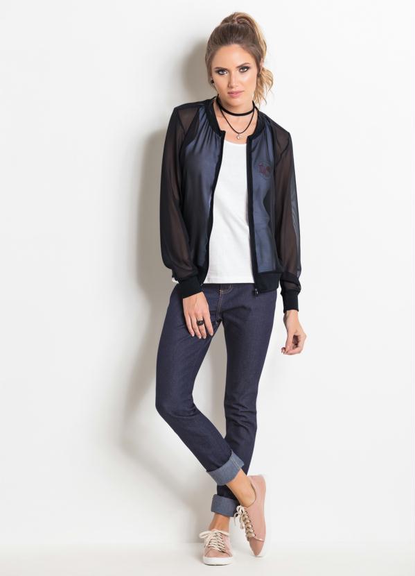 Moda Pop - Jaqueta Bomber Preta com Fechamento em Zíper 5